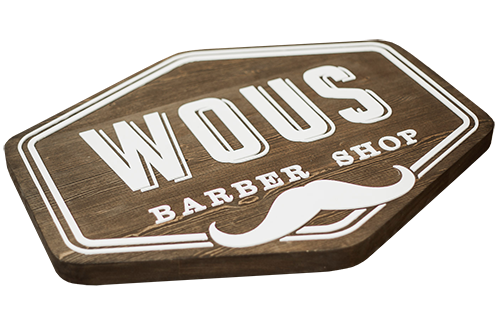 3D logo pánského holičství WOUS II - barber shop