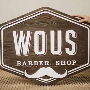 Výroba exteriérového 3D loga WOUS - barber shop